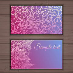 Colorful floral ornamental business card element