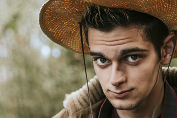 young man of style hipster with hat