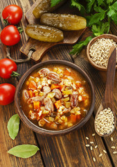 Rassolnik with chicken giblets