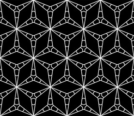 Vector monochrome seamless pattern, simple dark minimalist texture, subtle black & white abstract background. Illustration of contour triangular lattice, thin lines. Design for prints, digital, web