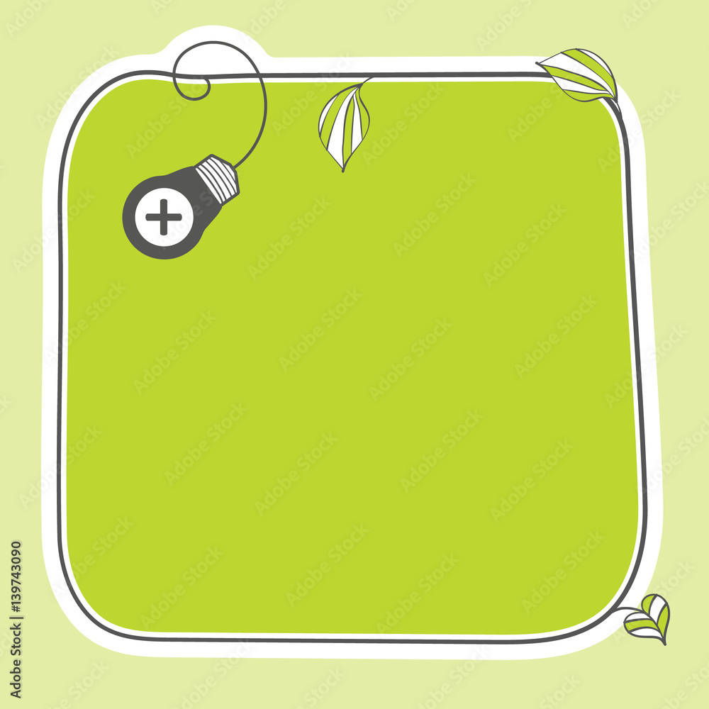 Poster hand written green text box for fill your text and plus symbol