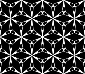 Vector monochrome seamless texture, simple minimalist pattern, subtle black & white abstract background. Illustration of triangular lattice, thin lines. Stylish dark design for prints, decoration, web
