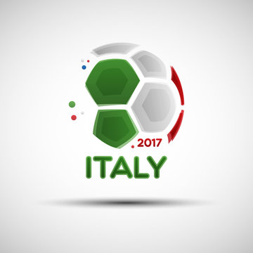Abstract soccer ball with Italian national flag colors
