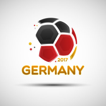 Abstract soccer ball with German national flag colors
