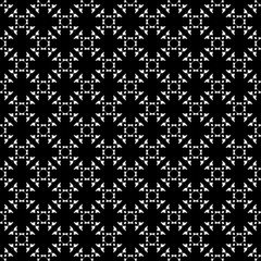 Vector monochrome seamless texture, abstract dark geometric pattern. Elegant diagonal grid, floral elements. Background in oriental style. Design for prints, decor, textile, furniture, fabric, cloth