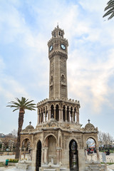 Fototapeta na wymiar Izmir watch tower (saat kulesi) in konak square in Izmir, Turkey