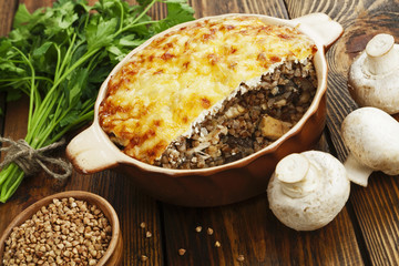 Buckwheat casserole with chicken
