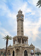 Fototapeta na wymiar Izmir watch tower (saat kulesi) in konak square in Izmir, Turkey