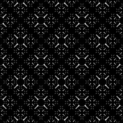 Vector seamless pattern, simple monochrome geometric texture. Diagonal thin lines, repeat tiles, tiny crosses. Abstract black & white background. Stylish dark design for decor, digital, web, textile