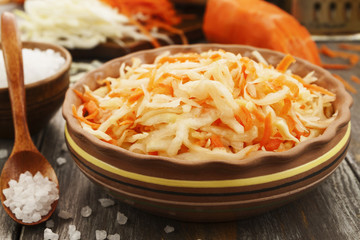 Sauerkraut in the ceramic bowl