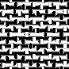 Vector monochrome seamless pattern. Black & white striped texture. Visual illusion effect, horizontal & vertical lines. Trendy abstract design, urban pop style. Stylish background, decorative element