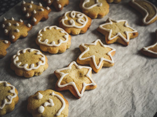 Fototapeta na wymiar Cookies (gingerbread) in Glaze. Dessert