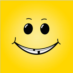 Smile.Charming smile without tooth. on yellow background.
