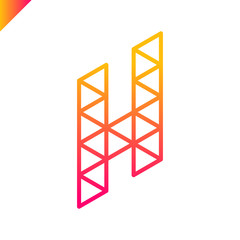 Letter H Logo icon with origami triangle symbol. Colorful Abstract Design template element logotype