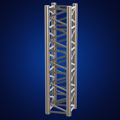Steel truss girder element. 3d render on blue