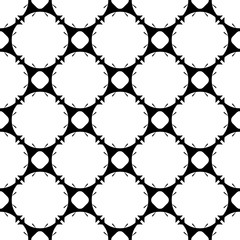 Vector seamless pattern, black & white monochrome geometric texture. Illustration of rounded lattice, mesh. Abstract endless background, repeat tiles. Design for decor, textile, cover, stationery