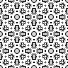 Vector seamless pattern, ornamental monochrome geometric texture. Black & white abstract background, traditional motif, oriental style. Repeat mosaic tiles. Design for prints, decoration, furniture