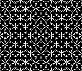 Vector monochrome seamless texture, simple minimalist pattern, subtle black & white abstract background. Illustration of triangular lattice, thin lines. Stylish dark design for prints, decor, digital