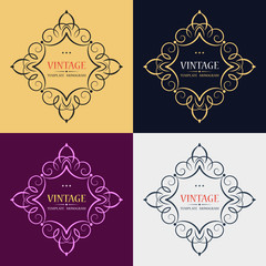 Template of vintage logo. Monogram initials. Decorative frame. Label business, bars, restaurants, cafes, spas, hotels, shops, wedding. Calligraphic ornament elements.