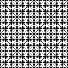 Fototapeta premium Vector seamless pattern. Abstract monochrome geometric texture. Simple black & white ornamental background with rounded figures. Diagonal grid. Repeat tiles. Design for decor, textile, digital, web