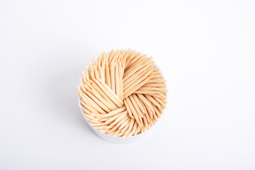 bamboo toothpicks on a white background