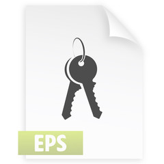 Flat paper cut style icon of an old key