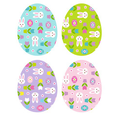 Fototapeta na wymiar Easter eggs with bunny tulip pattern