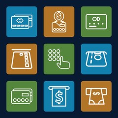 Set of 9 atm outline icons