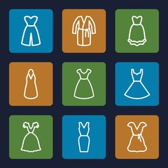 Set of 9 evening outline icons