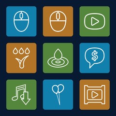 Set of 9 shiny outline icons