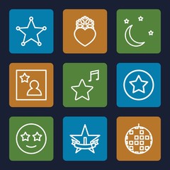 Set of 9 star outline icons