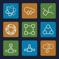 Set of 9 networking outline icons