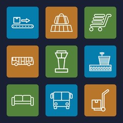 Set of 9 airport outline icons