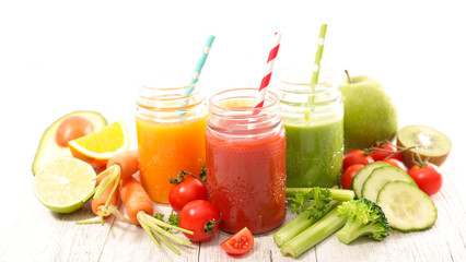 fresh juice or smoothie with fruits and vegetables