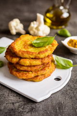 Savory cauliflower pancakes with curry
