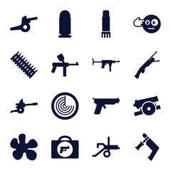 Set of 16 gun filled icons