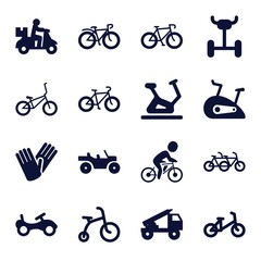 Set of 16 bicycle filled icons