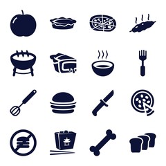 Set of 16 meal filled icons