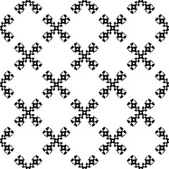 Vector monochrome seamless pattern, black & white ornate illustration. Geometric texture, repeat abstract background, traditional folk motif. Design for prints, decoration, textile, fabric, clothes
