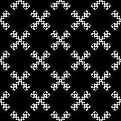 Vector monochrome seamless pattern, black & white ornate illustration. Geometric texture, repeat abstract background, traditional folk motif. Dark design for prints, decoration, textile, furniture