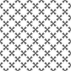 Vector monochrome seamless pattern, black & white ornate illustration. Geometric texture, repeat abstract background, traditional folk motif. Design for prints, decoration, textile, fabric, furniture