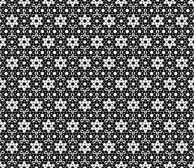 Vector seamless pattern. Modern stylish texture. Repeat geometric tiles with hexagonal elements. Simple black & white abstract background, small figures. Design for prints, decoration, textile, fabric