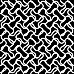 Fototapeta na wymiar Vector monochrome texture, black & white undulate seamless pattern. Illustration of lattice, mesh, fishnet. Subtle abstract background. Dark design for textile, decor, furniture, fabric, cloth, linens