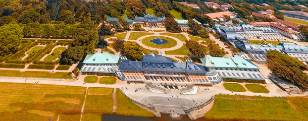 Beautiful panoramic aerial view of Pillnitz Castle