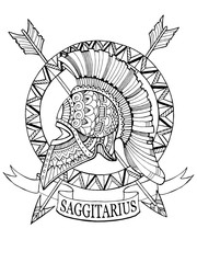 Sagittarius zodiac sign coloring book vector