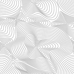 Vector monochrome seamless pattern, curved lines, black & white layered texture. Abstract dynamical rippled surface, visual halftone 3D effect, illusion of movement. Modern design for tileable print