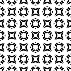 Vector monochrome texture, black & white geometric seamless pattern. Square illustration with simple rounded figures. Abstract endless background. Design element for tileable print, decoration, cloth