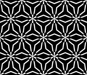 Vector seamless pattern, simple black & white ornamental background. Fashionable design, modern stylish abstract angular texture. Monochrome template for prints, decor, textile, fabric, furniture, web