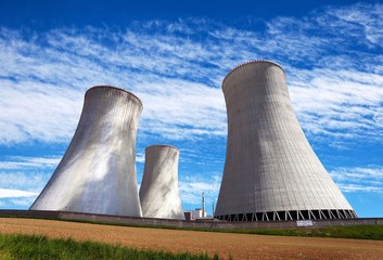 Cooling tower with clouds, nuclear power plant