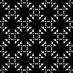Vector monochrome seamless texture, abstract dark geometric pattern. Elegant diagonal grid, floral elements. Background in oriental style. Design for prints, decor, textile, furniture, fabric, cover